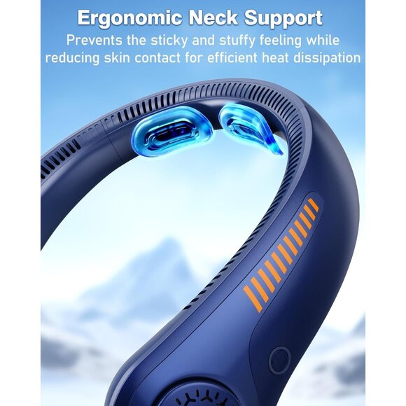 Personal Neck Fan Rechargeable 5-Speed Quiet Lightweight Cooling Blue - Picture 3 of 7